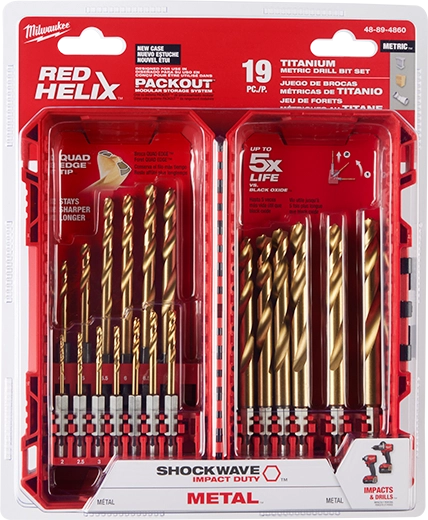 Juego de brocas de titanio métricas SHOCKWAVE Impact Duty™ RED HELIX™ de 19 piezas Milwaukee 48-89-4860 - imagen 2