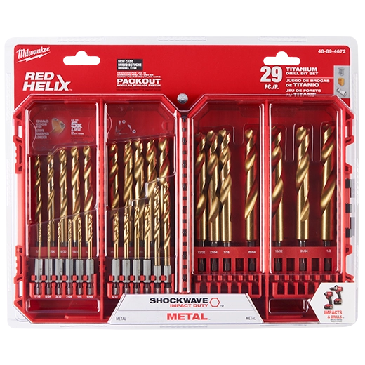 Juego de brocas de titanio SHOCKWAVE Impact Duty™ RED HELIX™ de 29 piezas Milwaukee 48-89-4672 - imagen 2