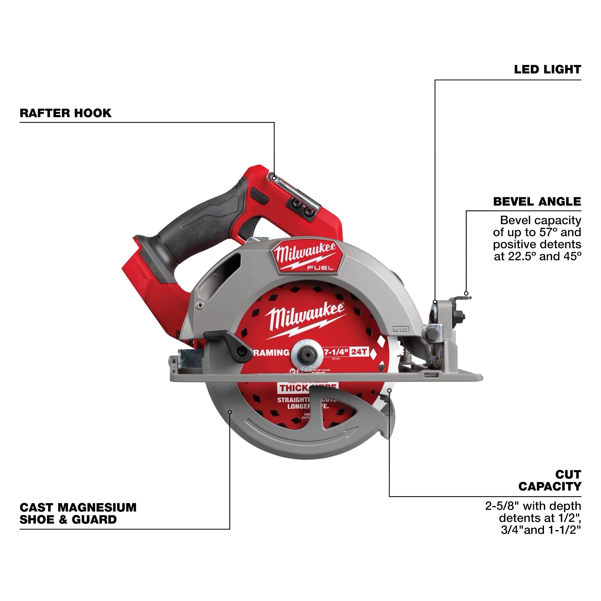Sierra circular M18 FUEL™ de 7-1/4" (sin accesorios) Milwaukee 2834-20 - imagen 4