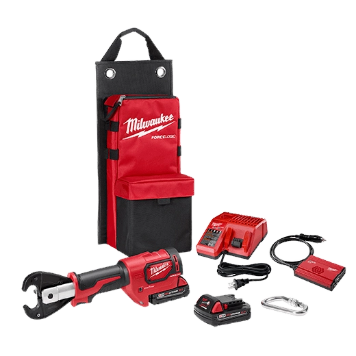 Kit de pinza crimpeadora multiuso M18™ FORCE LOGIC™ para 6 toneladas con ranuras D3 de “nariz plana” Milwaukee 2678-22