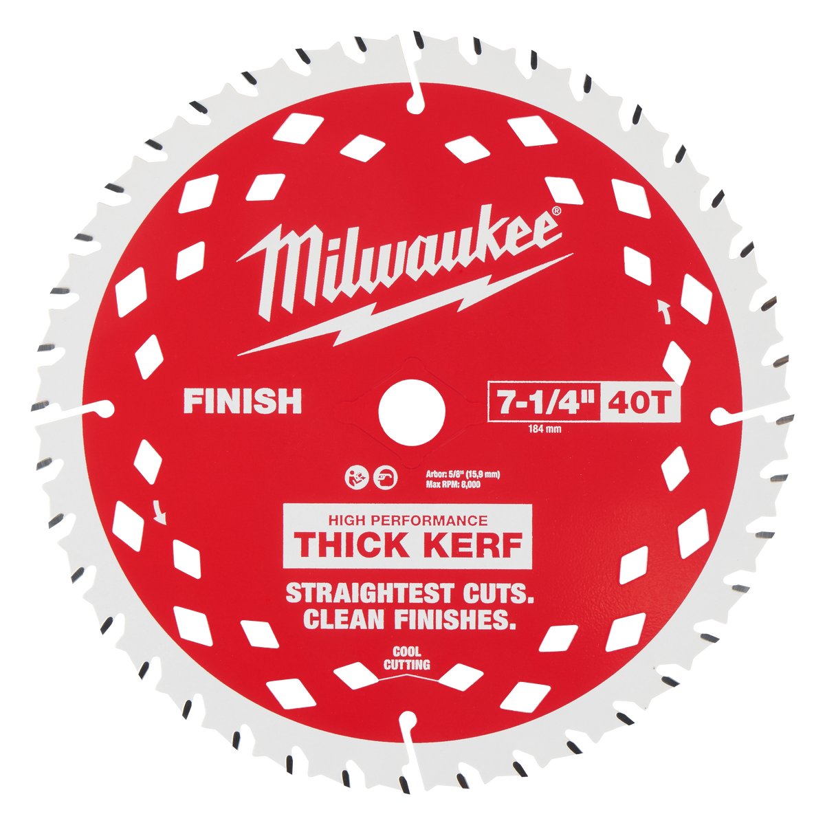 Hoja circular de corte de corte de 7-1/4" 40 toneladas de grosor Milwaukee 48-40-0726