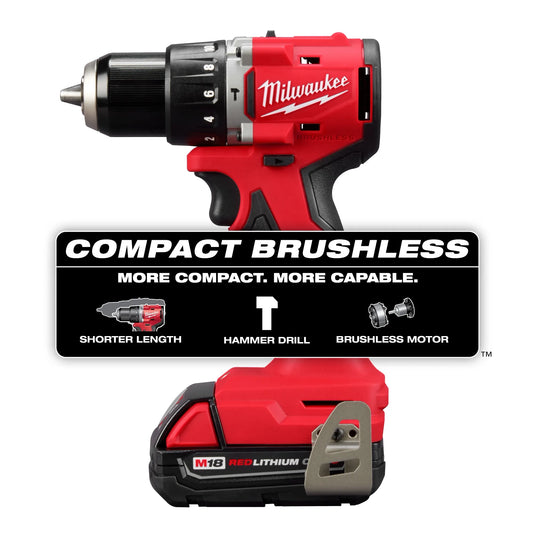 Kit de taladro percutor/destornillador compacto sin escobillas M18™ de 1/2" Milwaukee 3602-22CT - imagen 2