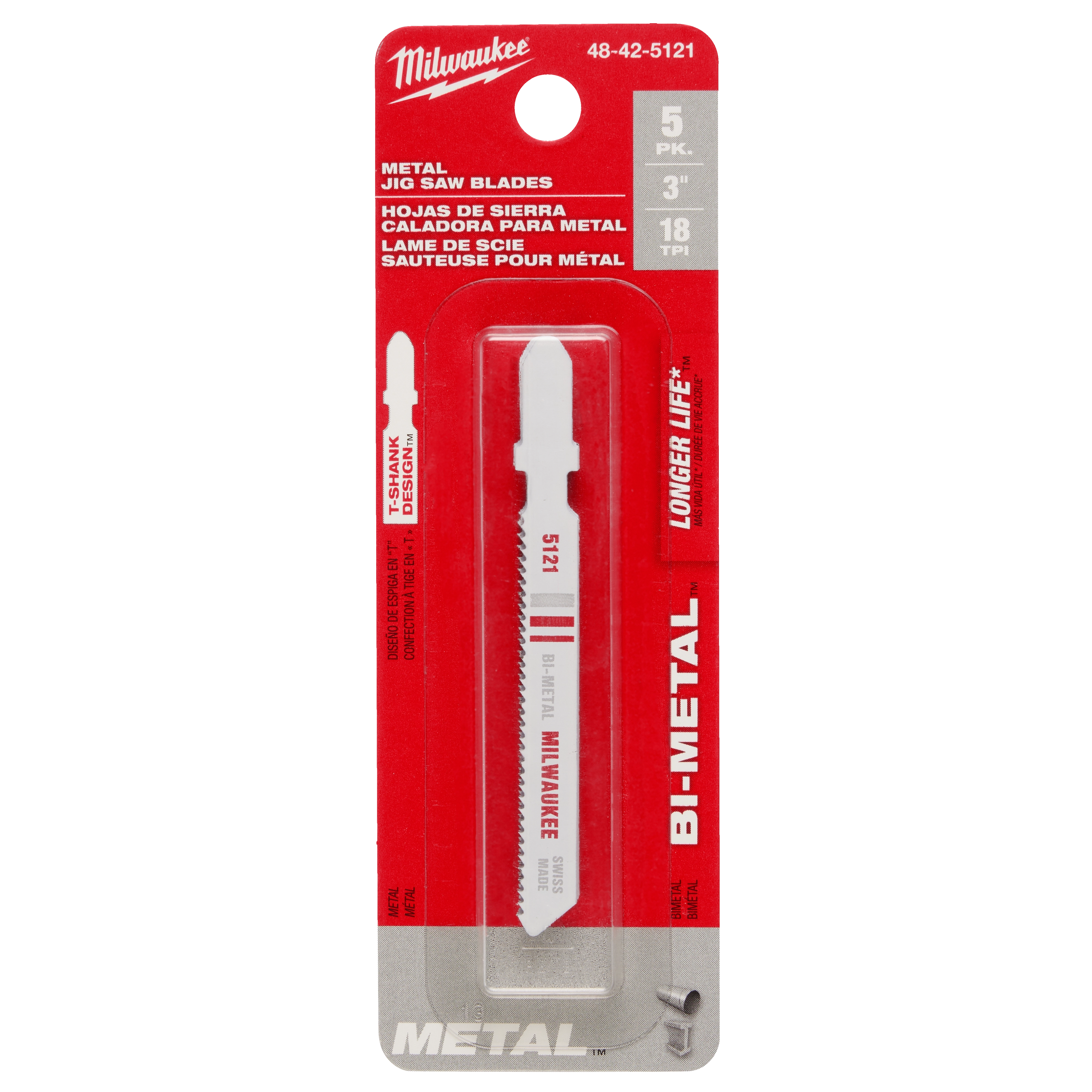 Hoja bimetálica para sierra caladora de 3" 18 TPI (paquete por 5) Milwaukee 48-42-5121 - imagen 6