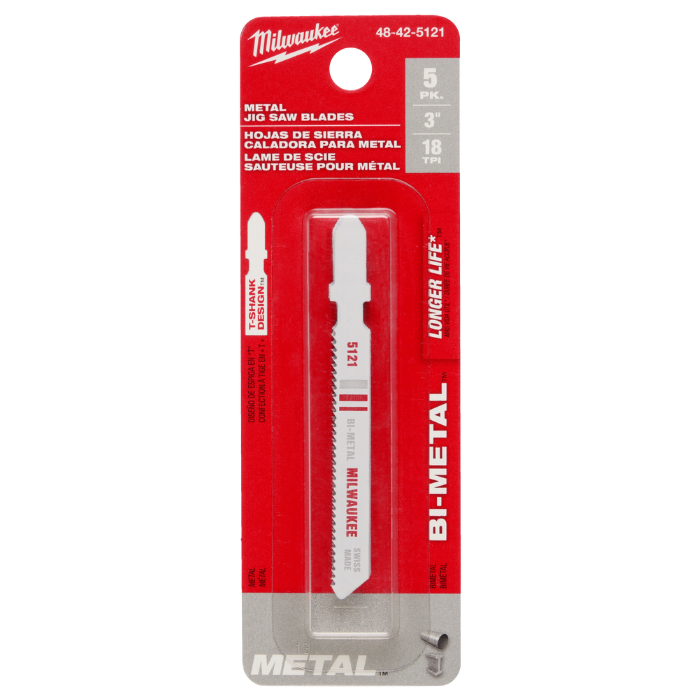 Hoja bimetálica para sierra caladora de 3" 18 TPI (paquete por 5) Milwaukee 48-42-5121 - imagen 6