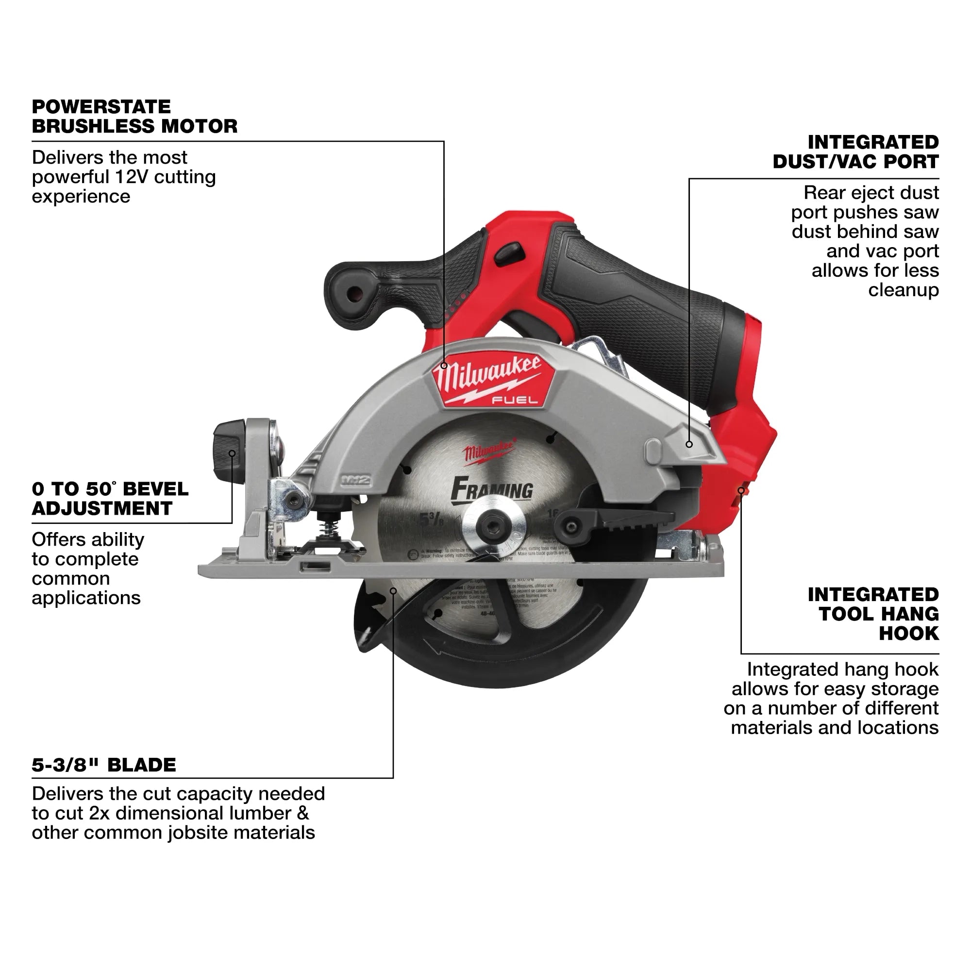 Sierra circular M12 FUEL™ de 5-3/8" Milwaukee 2521-20 - imagen 3