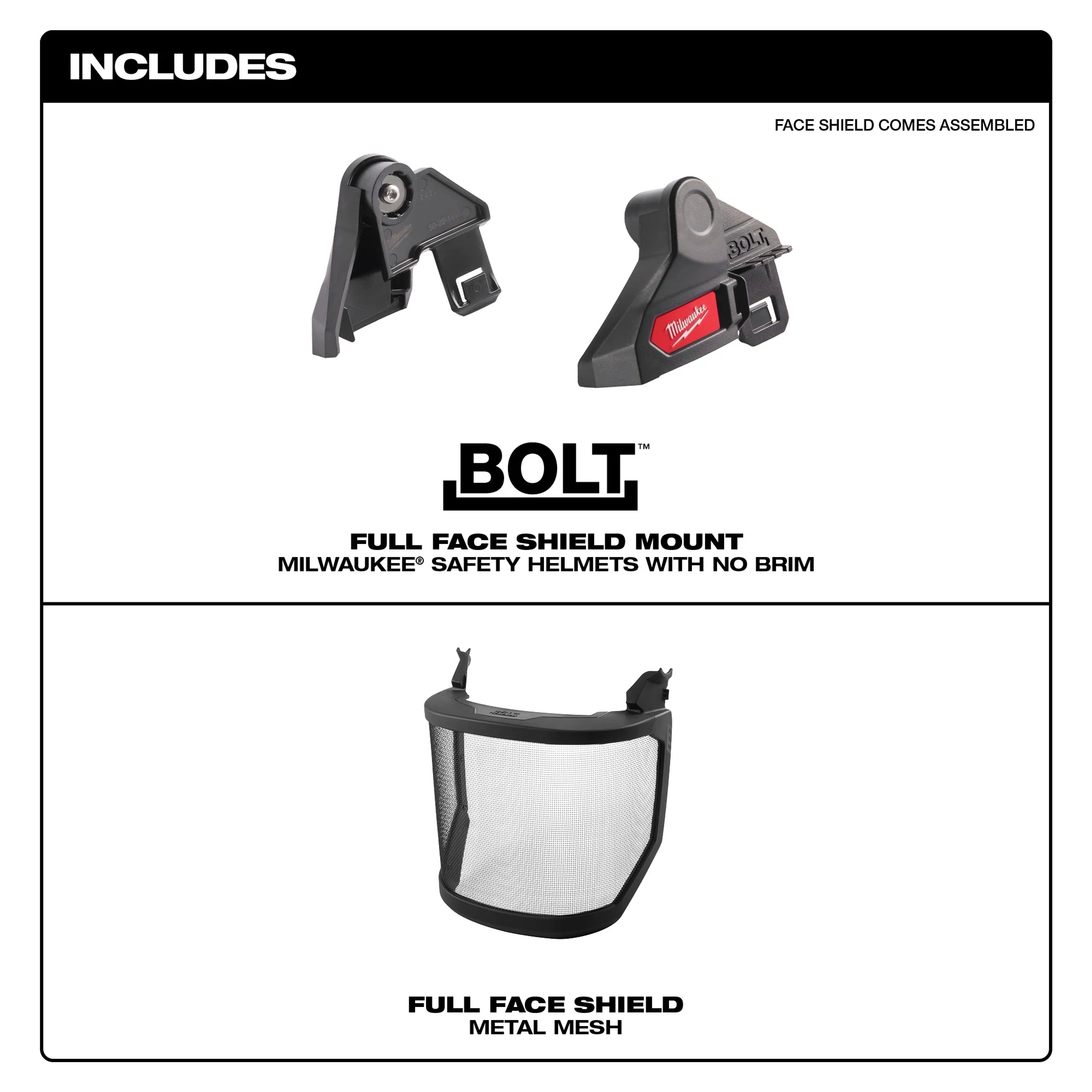 Protector facial completo BOLT™ - Malla metálica (compatible con el casco de seguridad de Milwaukee® [sin ala]) Milwaukee 48-73-1431 - imagen 3