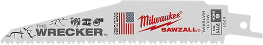 Hoja 7/11 TPI SAWZALL® para múltiples materiales WRECKER™ de 6", juego de 5 Milwaukee 48-00-5701 - imagen 2