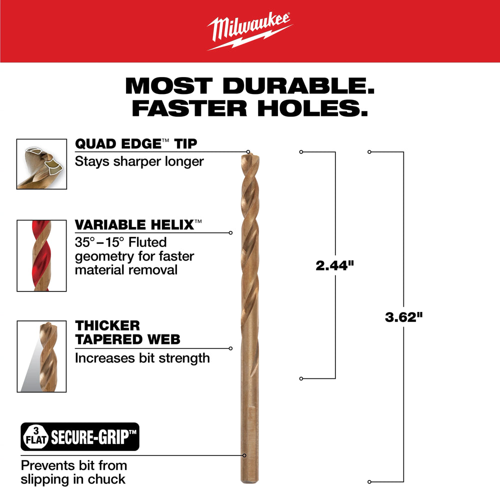 Broca de cobalto RED HELIX™ de 13/64" Milwaukee 48-89-2310 - imagen 5