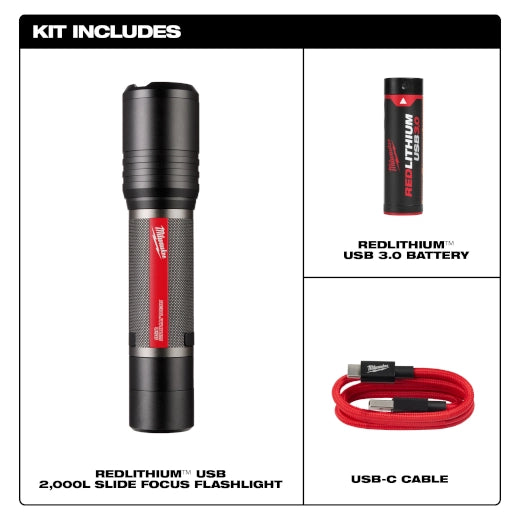 Linterna de enfoque deslizante REDLITHIUM™ USB de 2,000 L Milwaukee 2162-21 - imagen 2